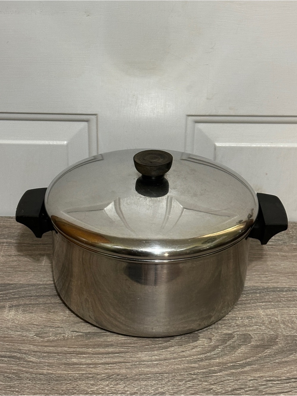 Vtg Revere Ware 4 1/2 Qt Stock Pot Stainless Steel w Lid 85 Made in Clinton, IL